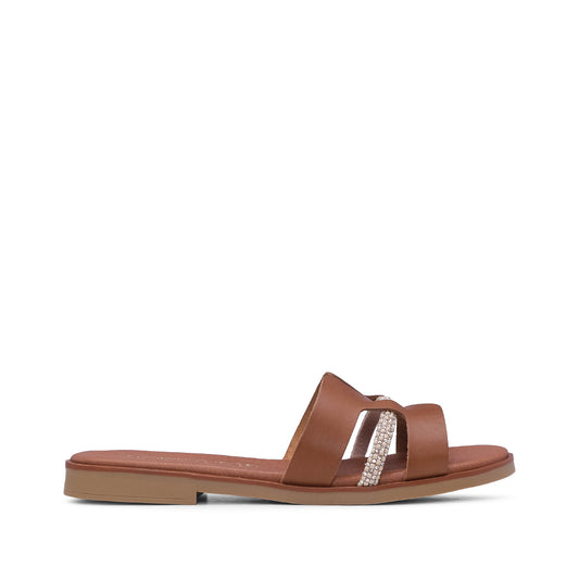 Chinelo Casual Mulher Pele Camel