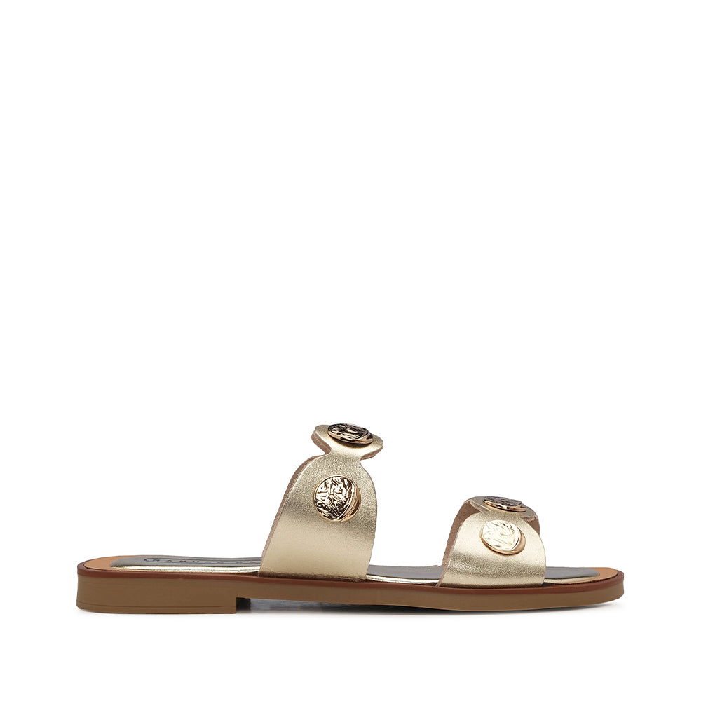 Chinelo Casual Mulher Metalizado Champagne