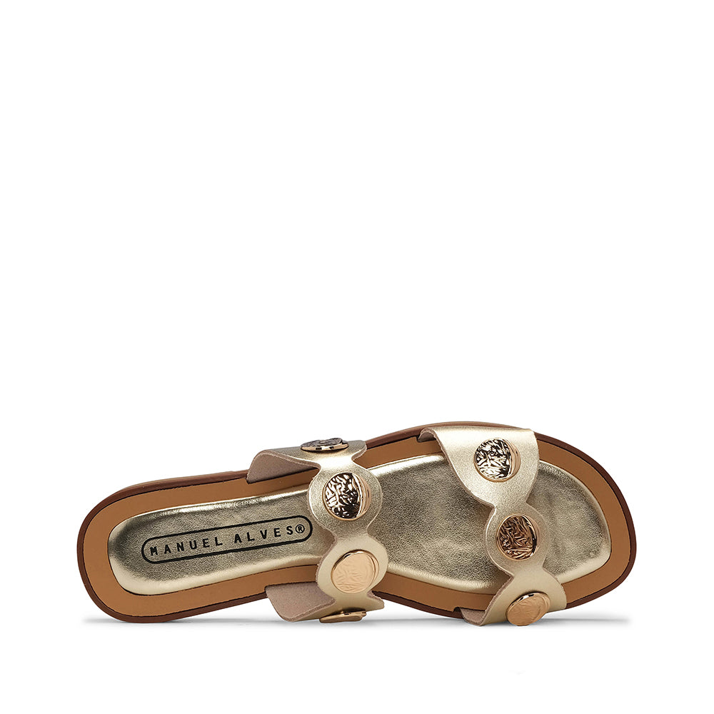 Chinelo Casual Mulher Metalizado Champagne