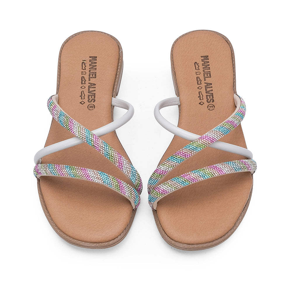 Chinelo Com Glitter Casual Mulher Pele Multicolor
