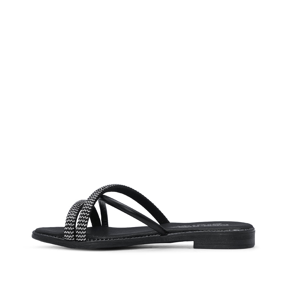 Chinelo Com Glitter Casual Mulher Pele Preto