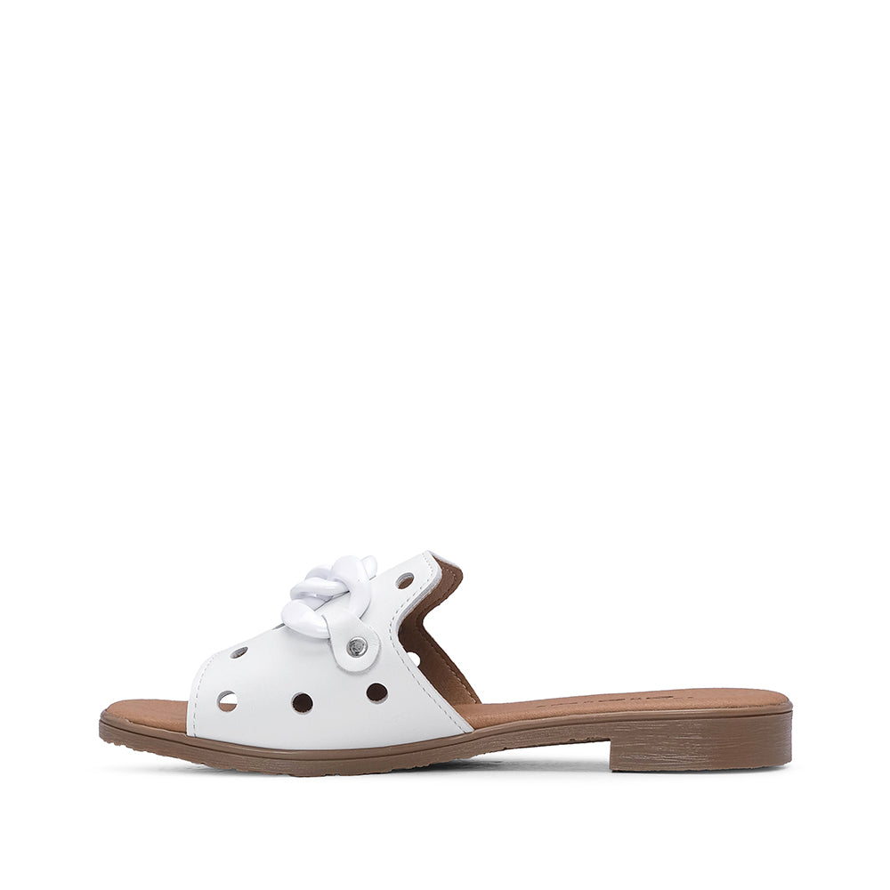 Chinelo Casual Mulher Com Aplicação Metálica Branco