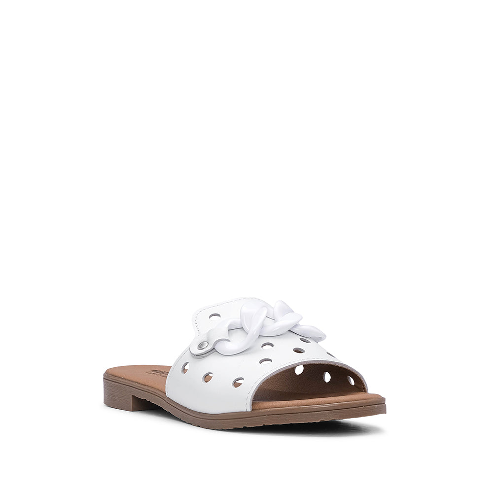 Chinelo Casual Mulher Com Aplicação Metálica Branco