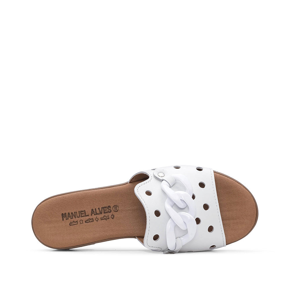 Chinelo Casual Mulher Com Aplicação Metálica Branco