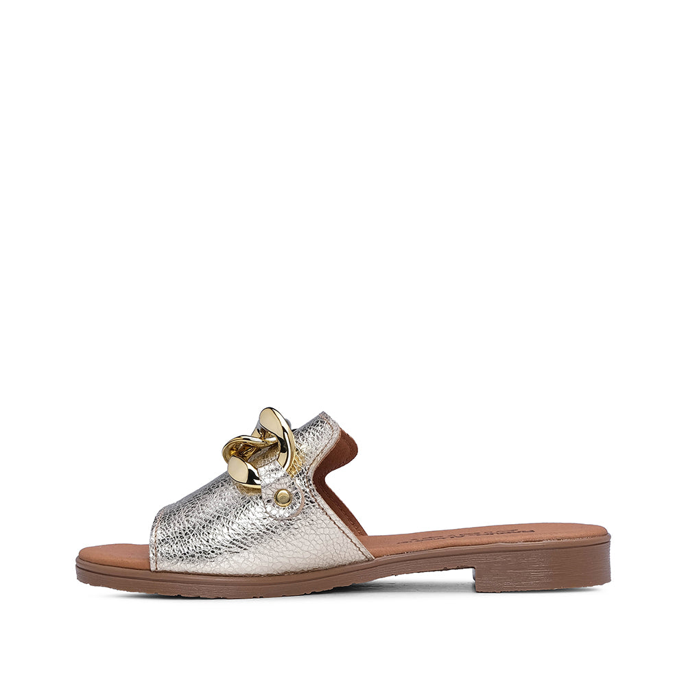 Chinelo Casual Mulher Com Aplicação Metálica Dourado