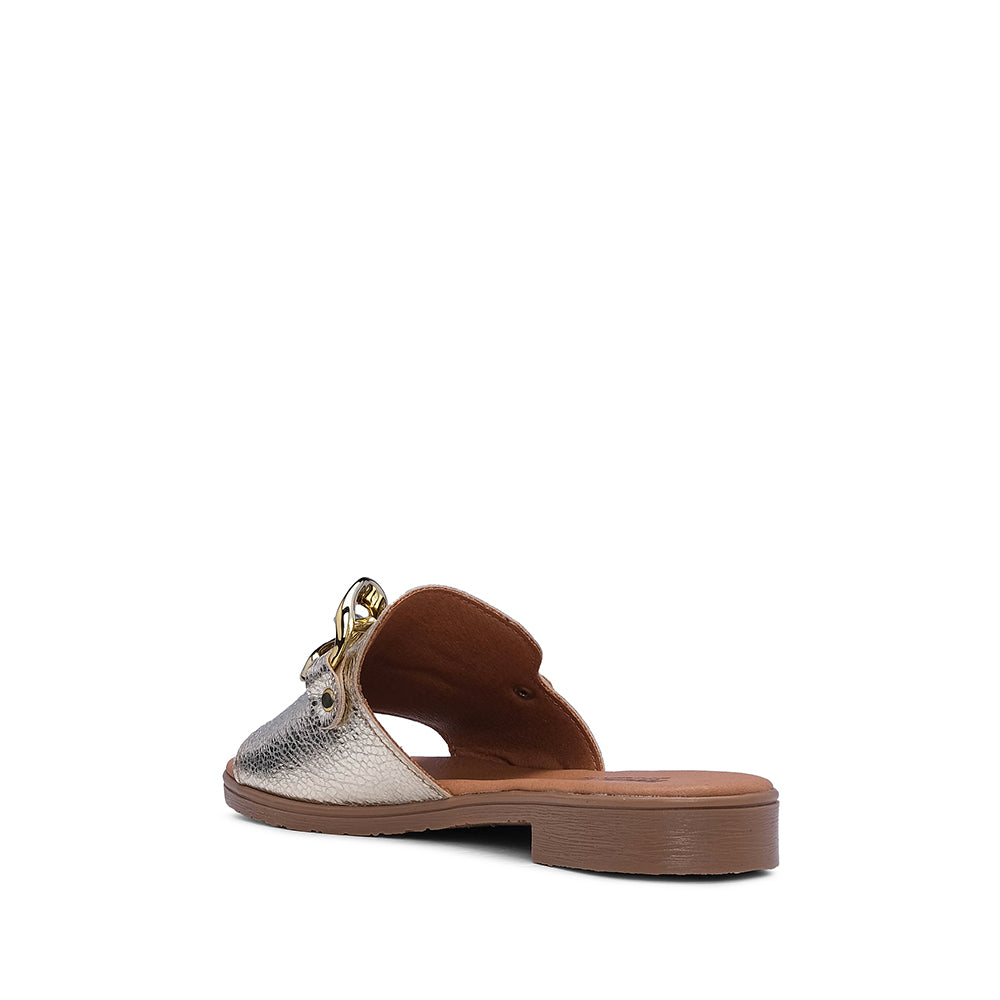 Chinelo Casual Mulher Com Aplicação Metálica Dourado