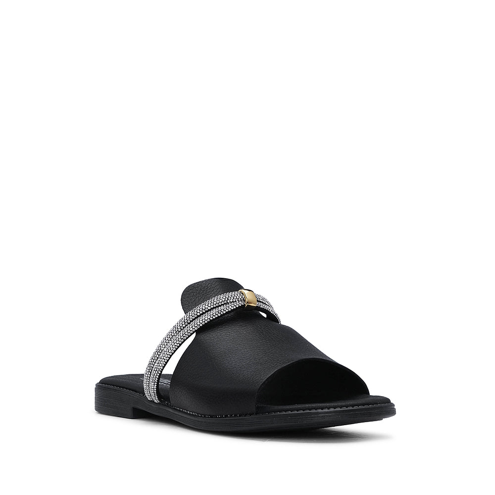 Chinelo Com Glitter Casual Mulher Pele Preto