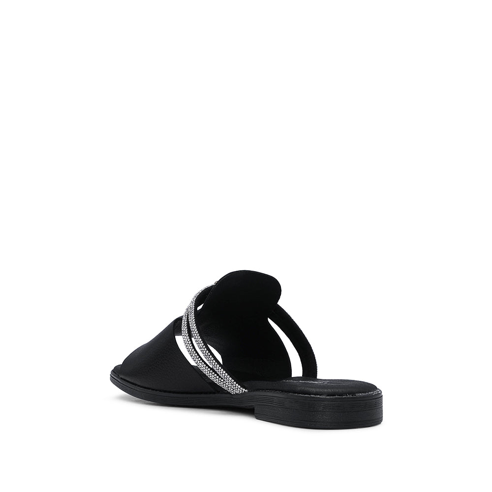 Chinelo Com Glitter Casual Mulher Pele Preto