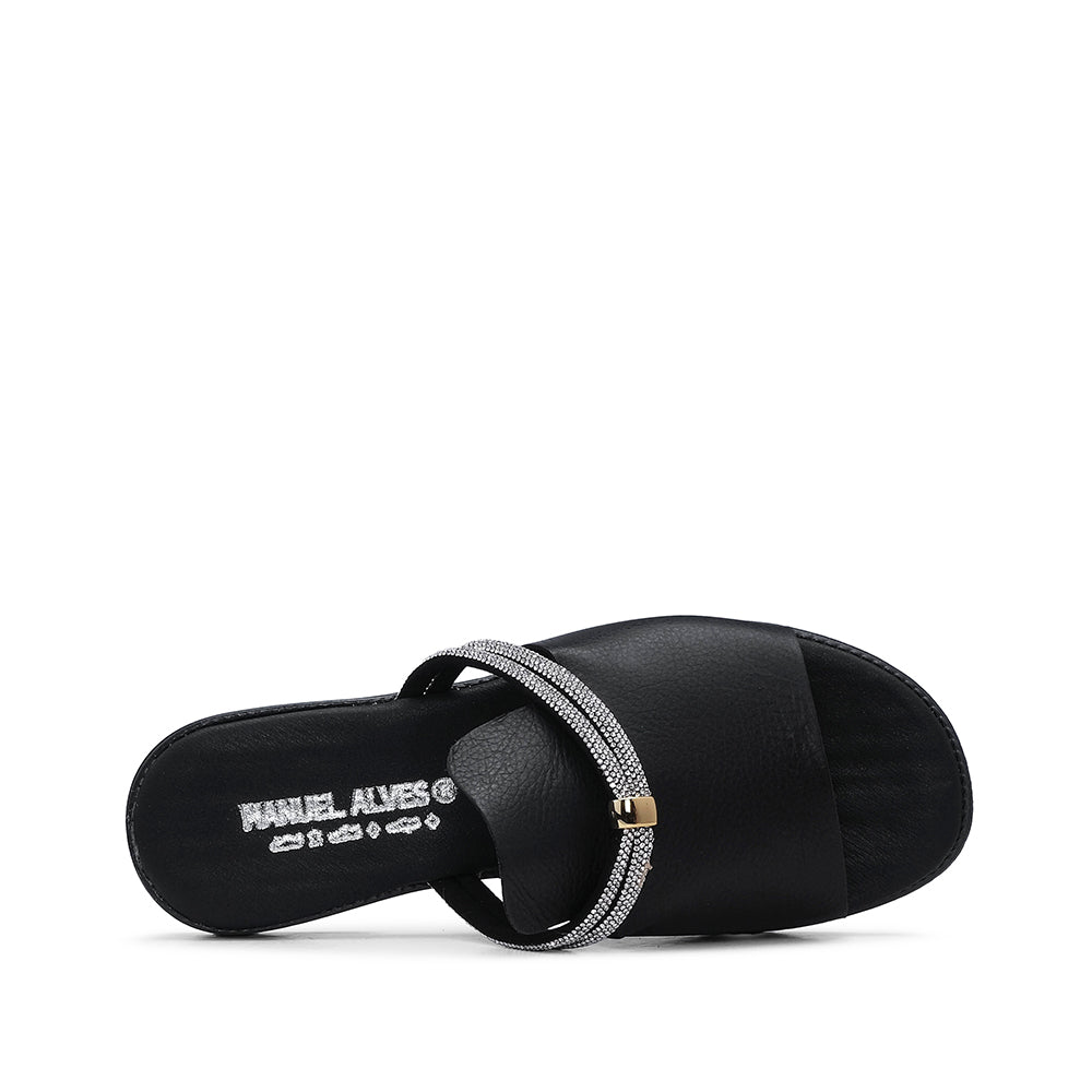 Chinelo Com Glitter Casual Mulher Pele Preto