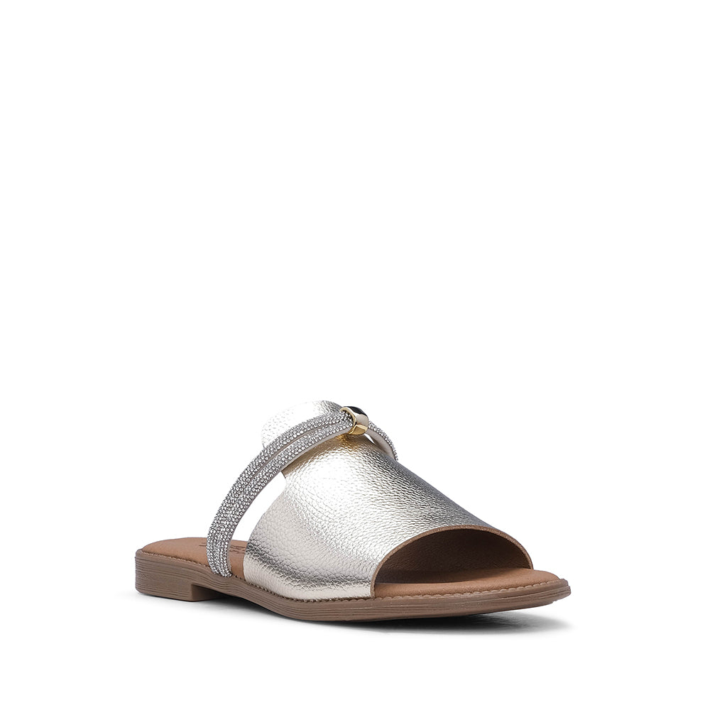 Chinelo Com Glitter Casual Mulher Metalizado Dourado