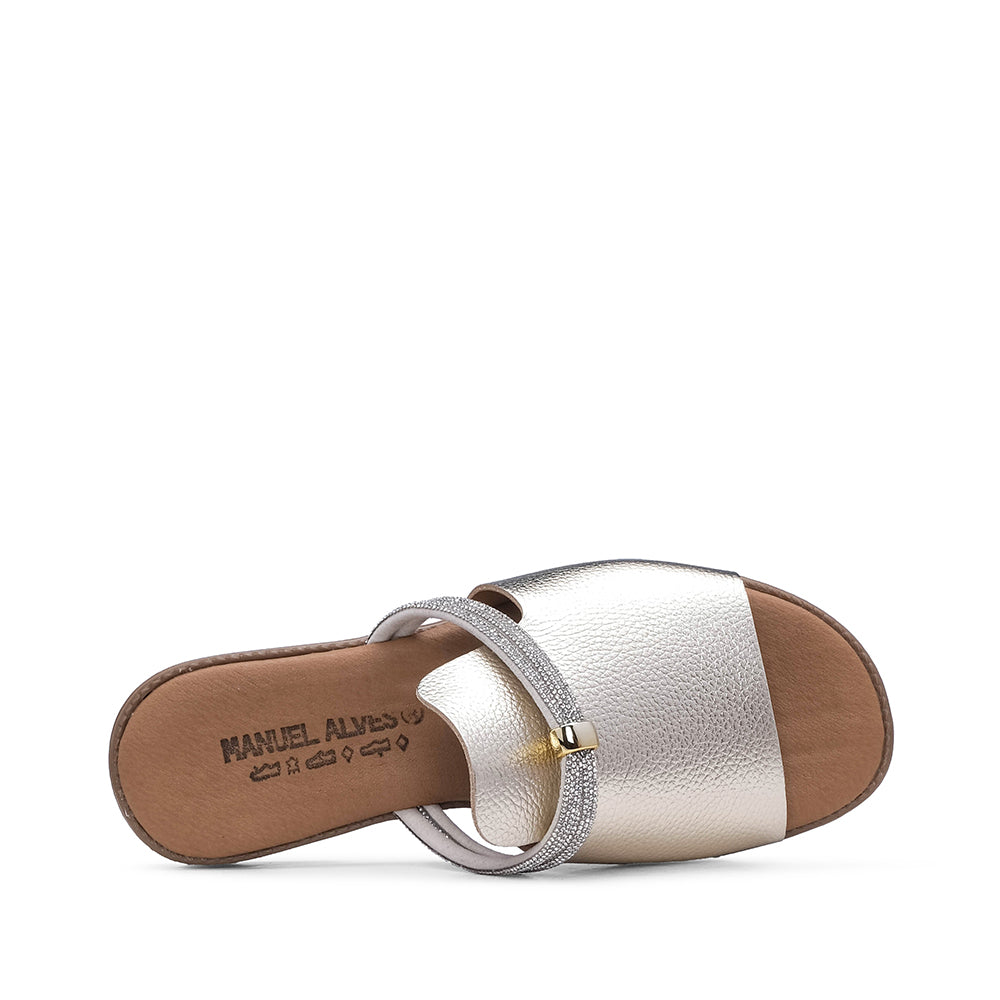 Chinelo Com Glitter Casual Mulher Metalizado Dourado