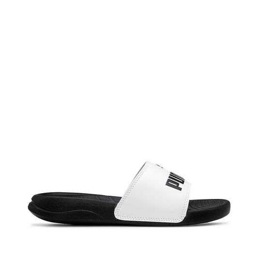 Chinelo Salto Raso Mulher Pele Sintética Branco E Preto