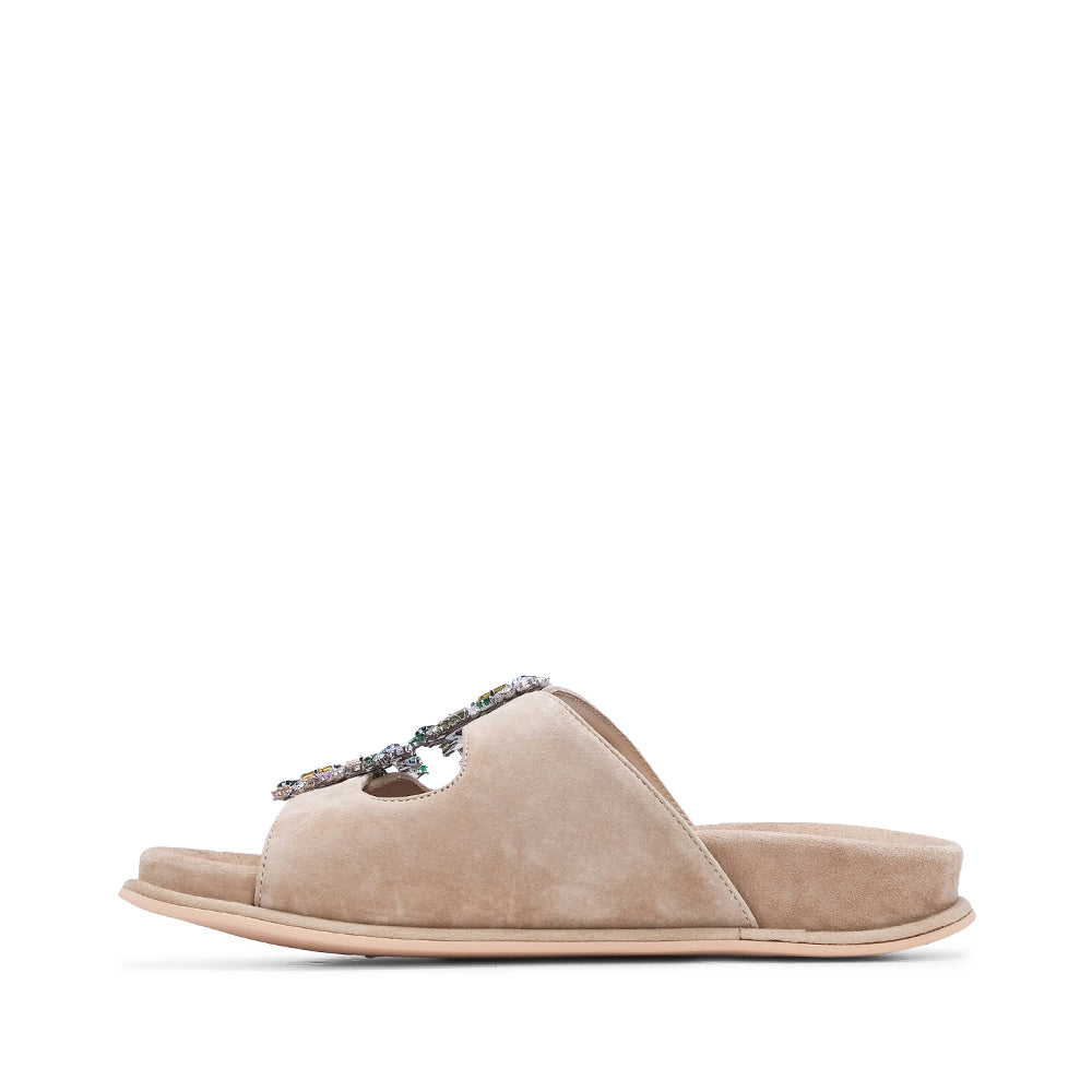 Chinelo Casual Mulher Camurça Bege