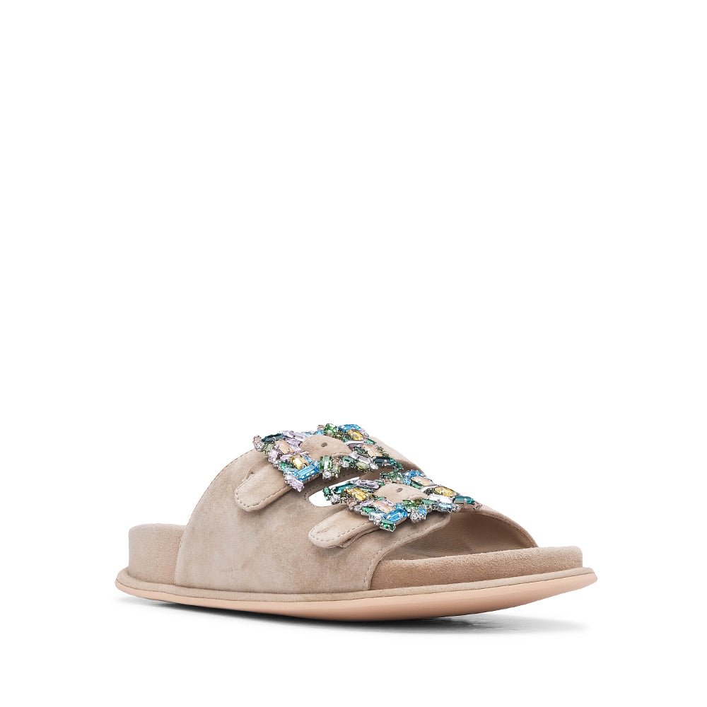 Chinelo Casual Mulher Camurça Bege