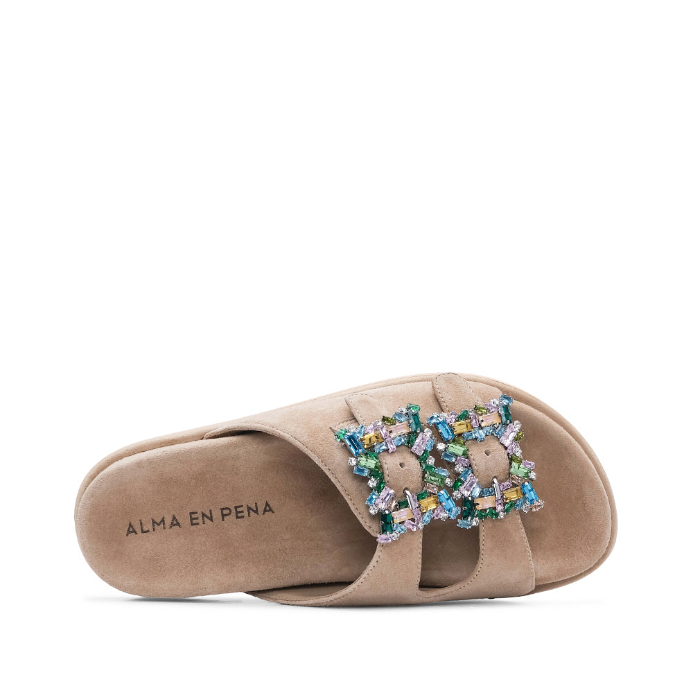 Chinelo Casual Mulher Camurça Bege