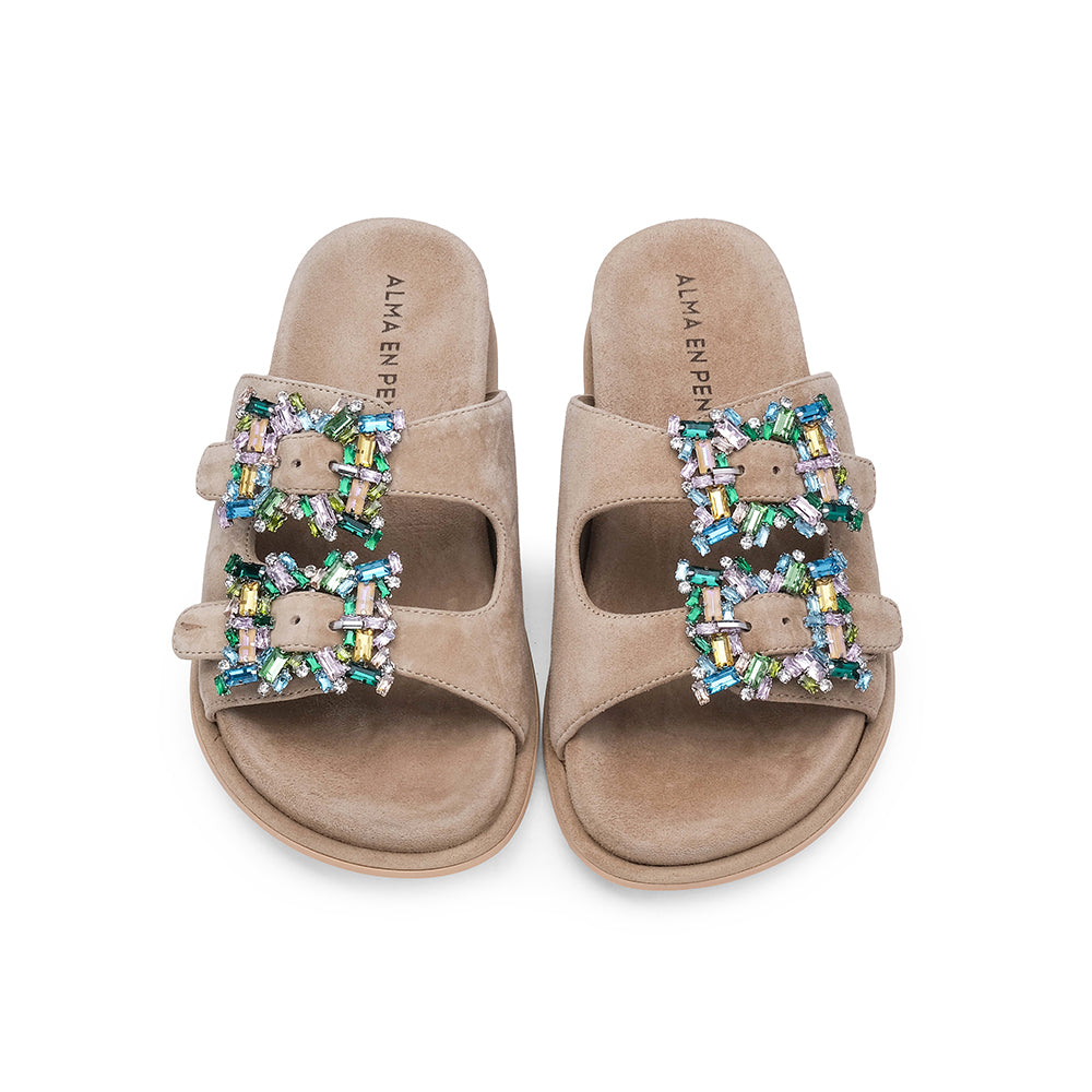 Chinelo Casual Mulher Camurça Bege