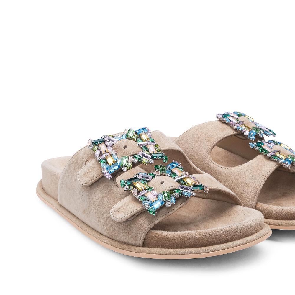 Chinelo Casual Mulher Camurça Bege