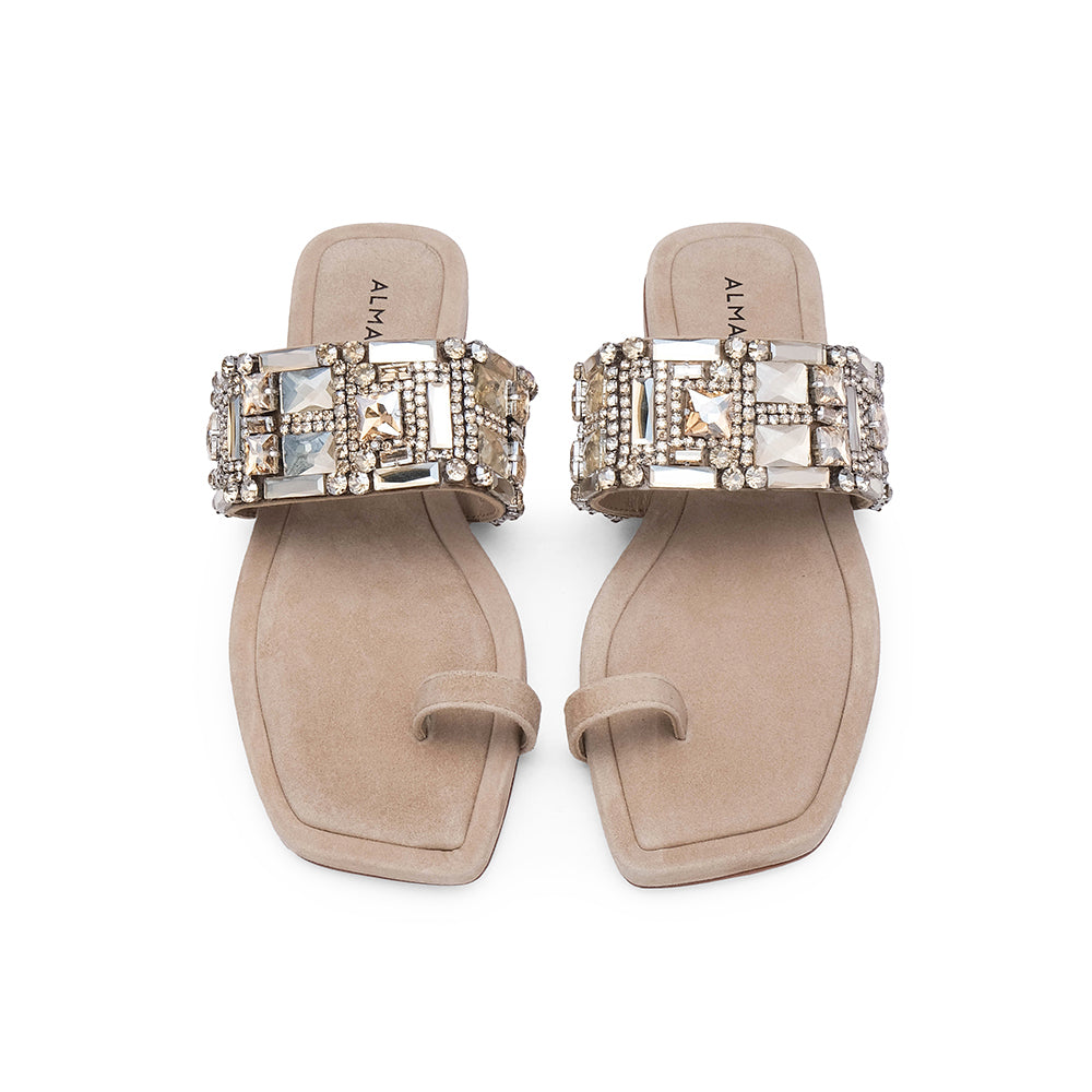 Chinelo Casual Mulher Camurça Bege