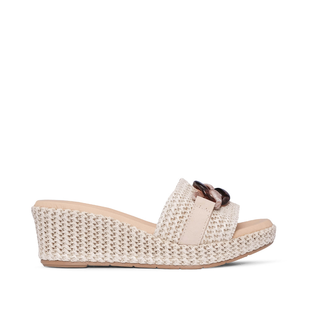 Chinelo Salto Cunha Mulher Pele Bege