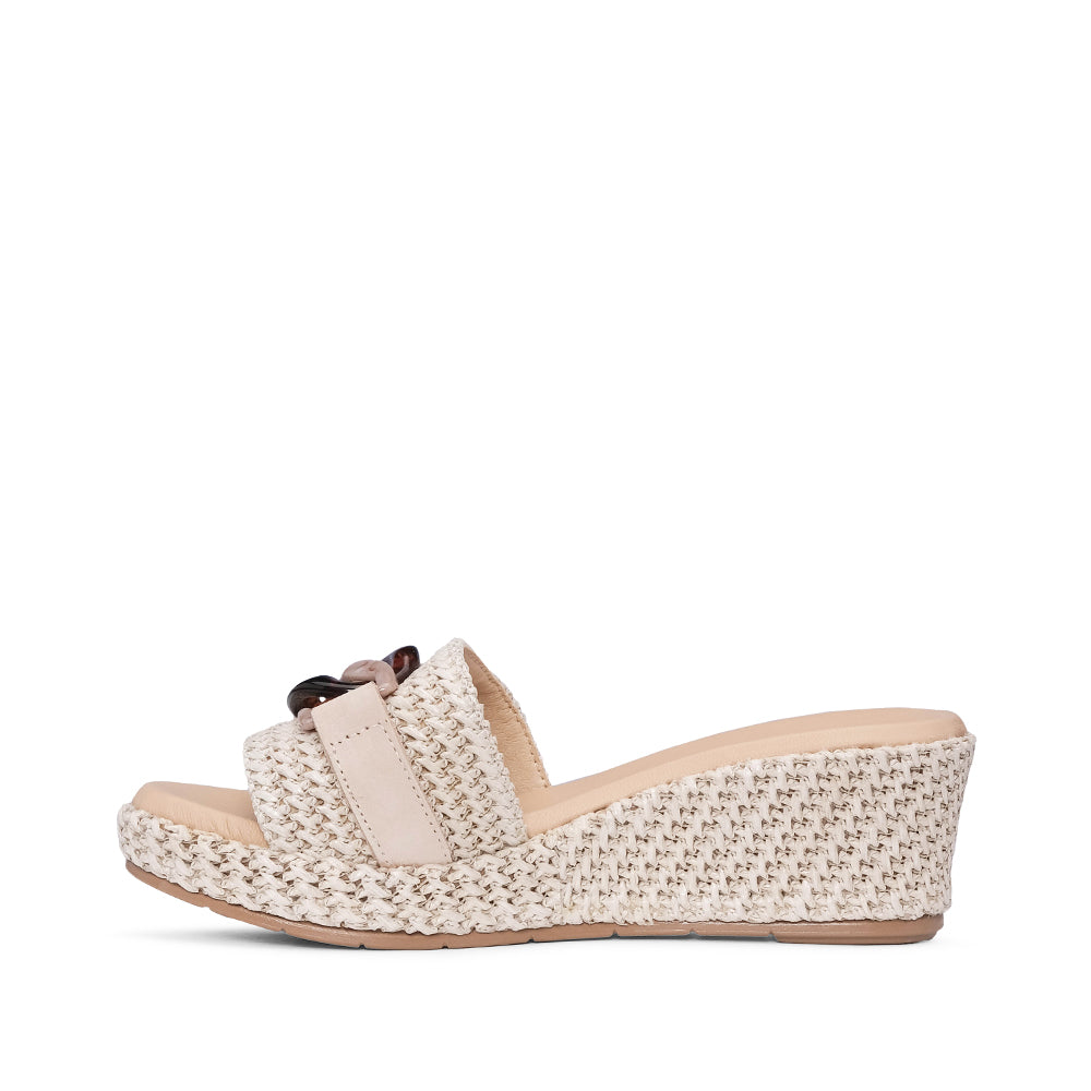 Chinelo Salto Cunha Mulher Pele Bege