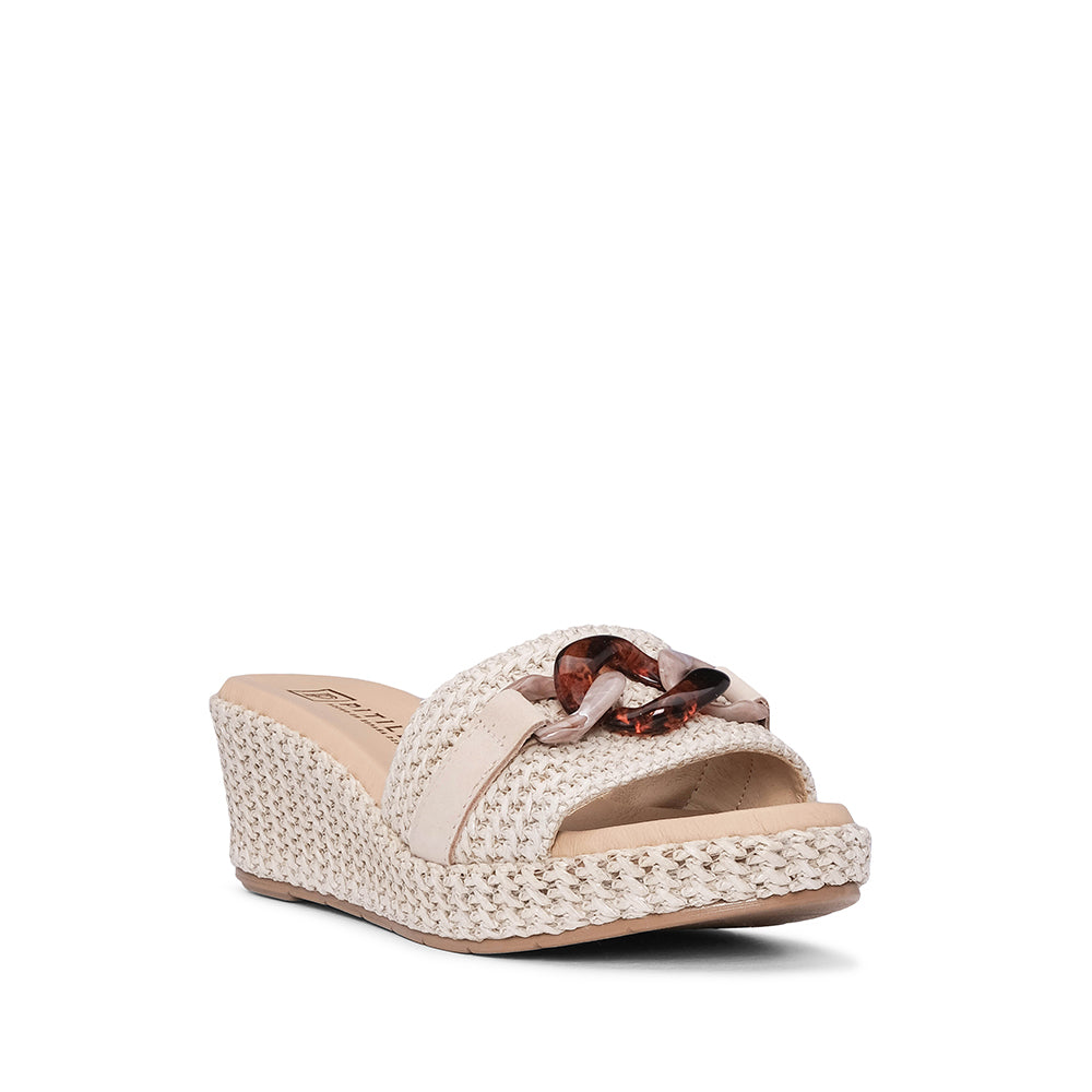 Chinelo Salto Cunha Mulher Pele Bege