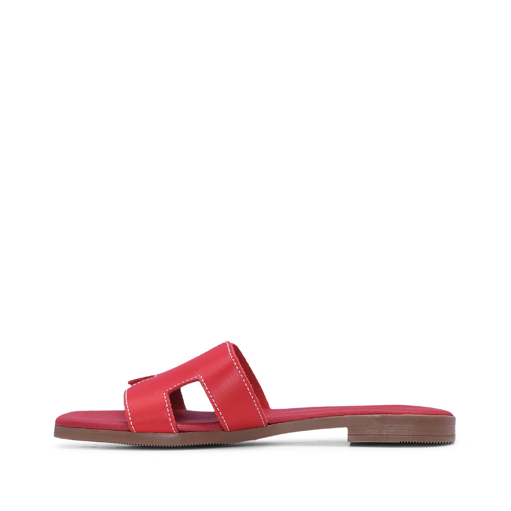 Chinelo Salto Raso Mulher Pele Vermelho