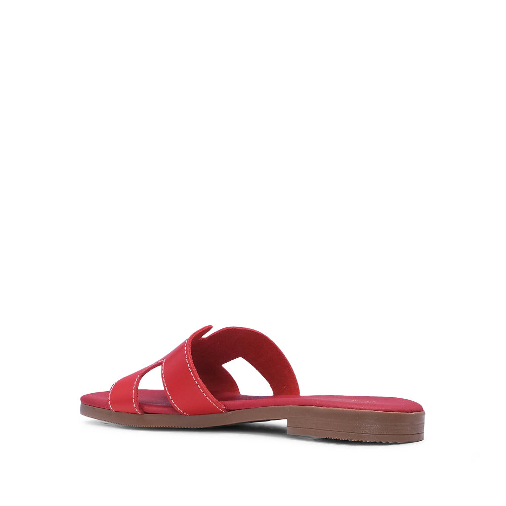 Chinelo Salto Raso Mulher Pele Vermelho
