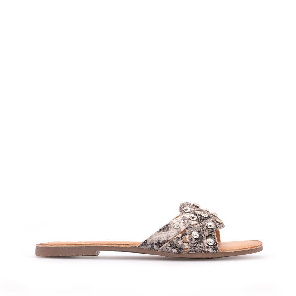 Chinelo Salto Raso Mulher Animal Print Cobra
