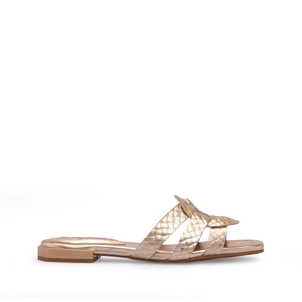 Chinelo Salto Raso Mulher Metalizado Champagne