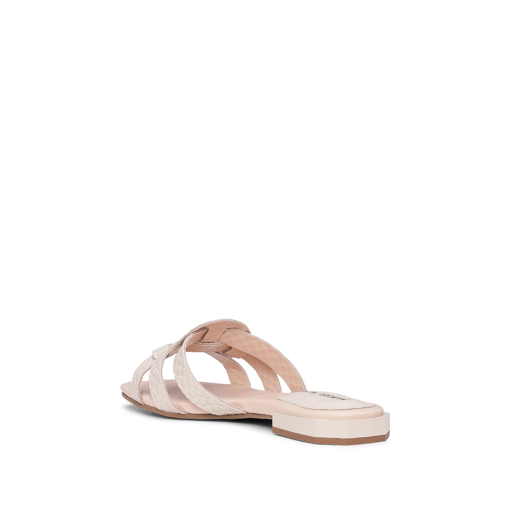Chinelo Salto Raso Mulher Pele Sintética Bege