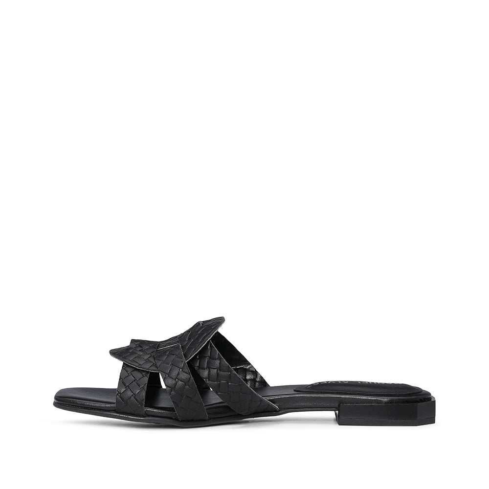 Chinelo Salto Raso Mulher Pele Sintética Preto