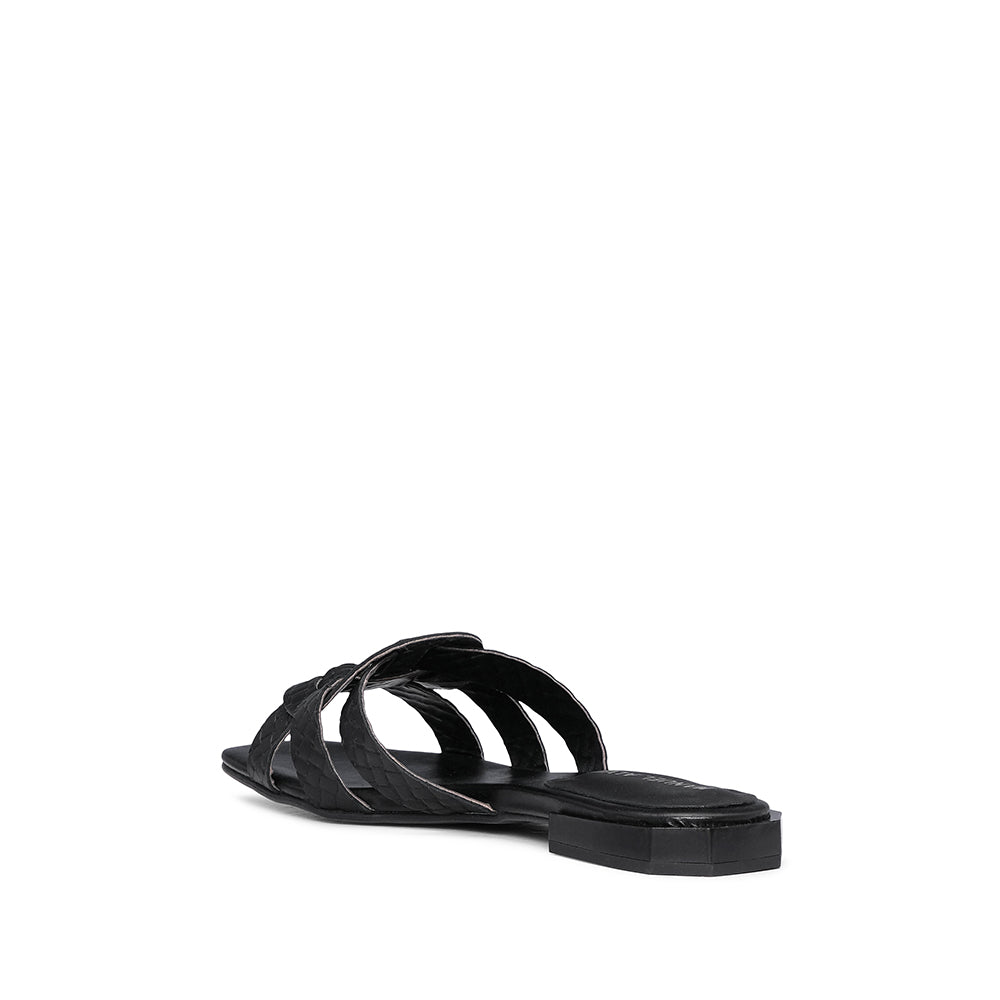 Chinelo Salto Raso Mulher Pele Sintética Preto