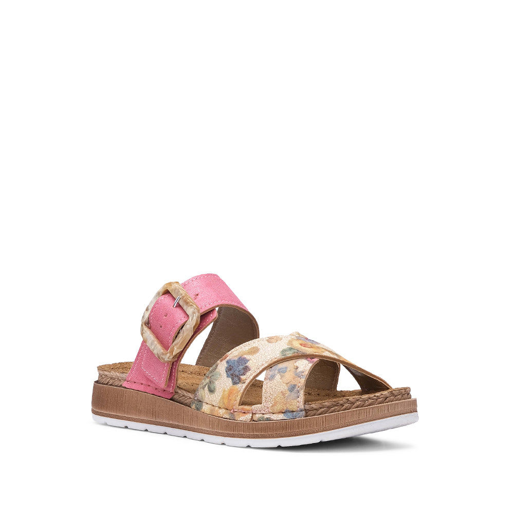 Chinelo Salto Raso Mulher Pele Fuxia