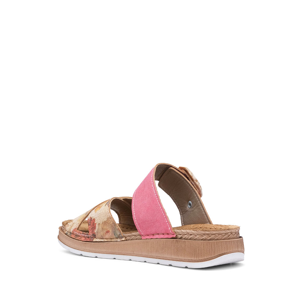 Chinelo Salto Raso Mulher Pele Fuxia