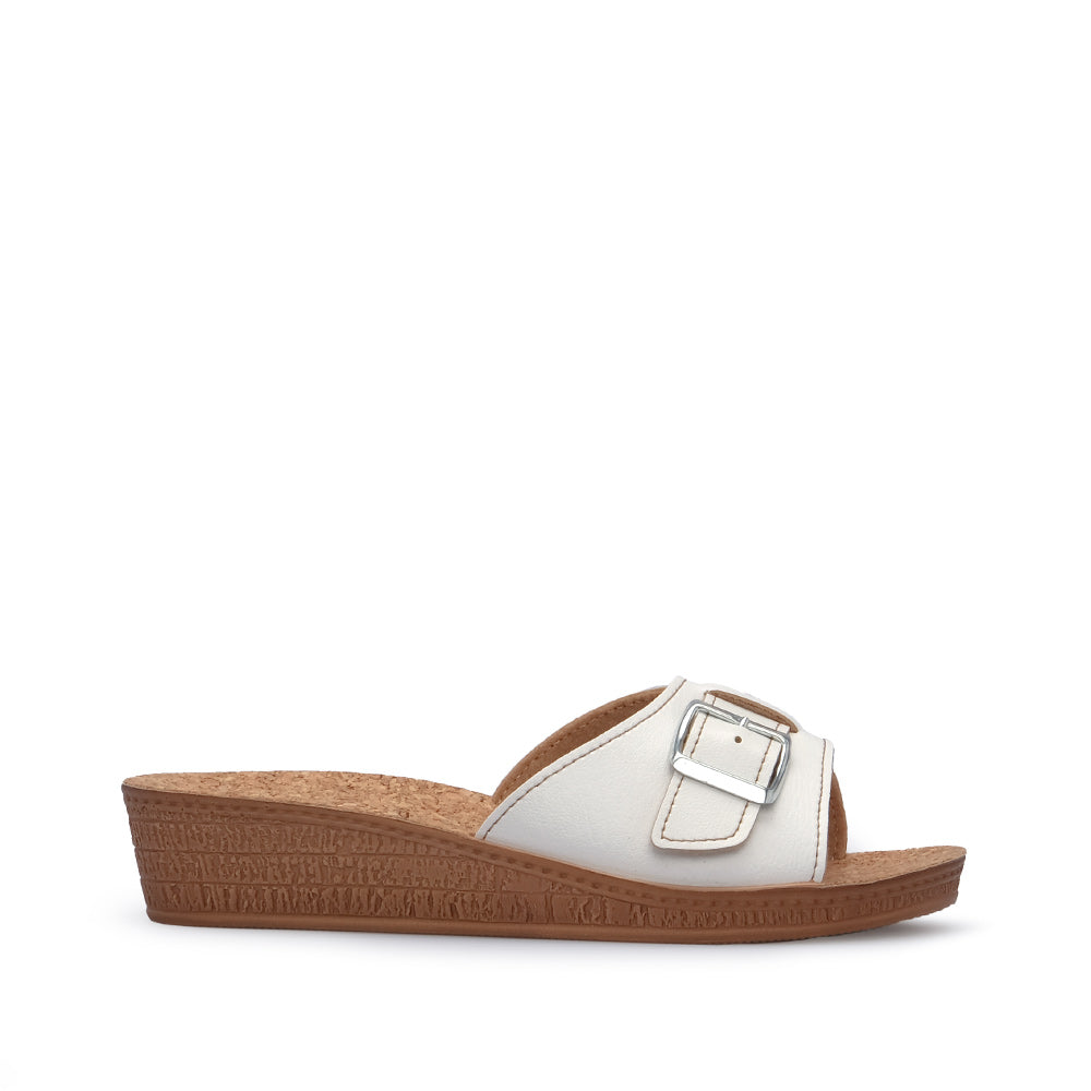 Chinelo Salto Raso Mulher Pele Sintética Branco