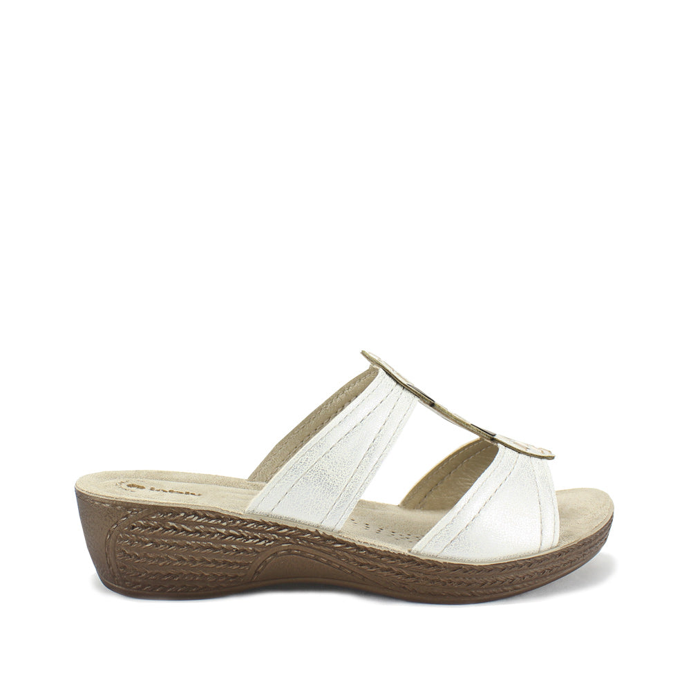 Chinelo Salto Cunha Mulher Pele Sintética Branco