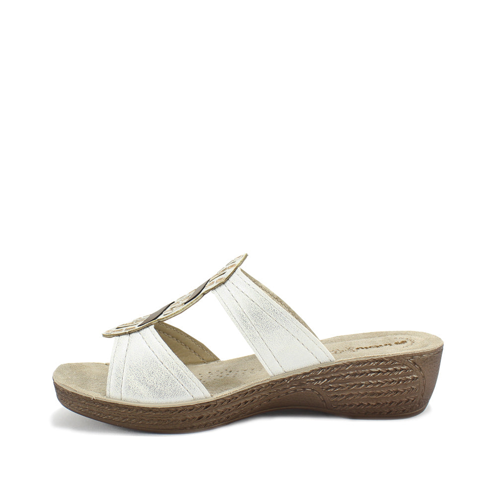 Chinelo Salto Cunha Mulher Pele Sintética Branco