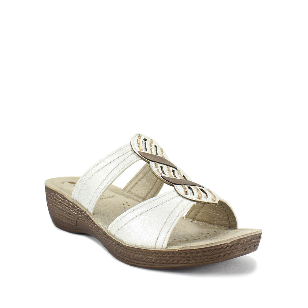 Chinelo Salto Cunha Mulher Pele Sintética Branco