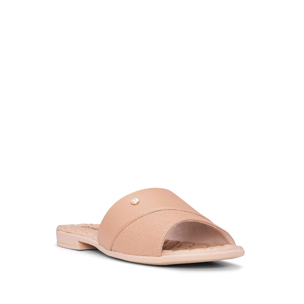 Chinelo Salto Raso Mulher Pele Taupe