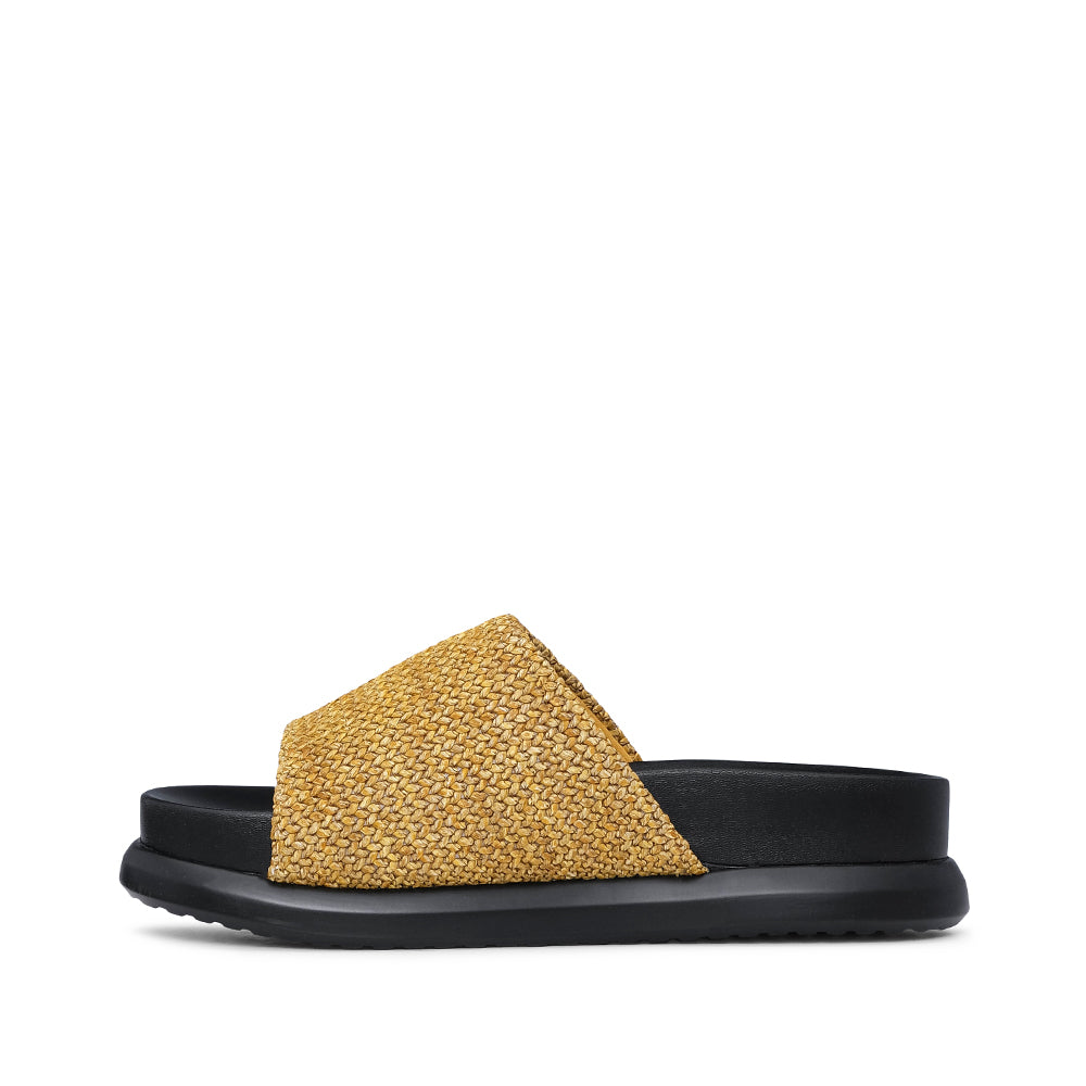 Chinelo Salto Raso Mulher Pele Sintética Amarelo