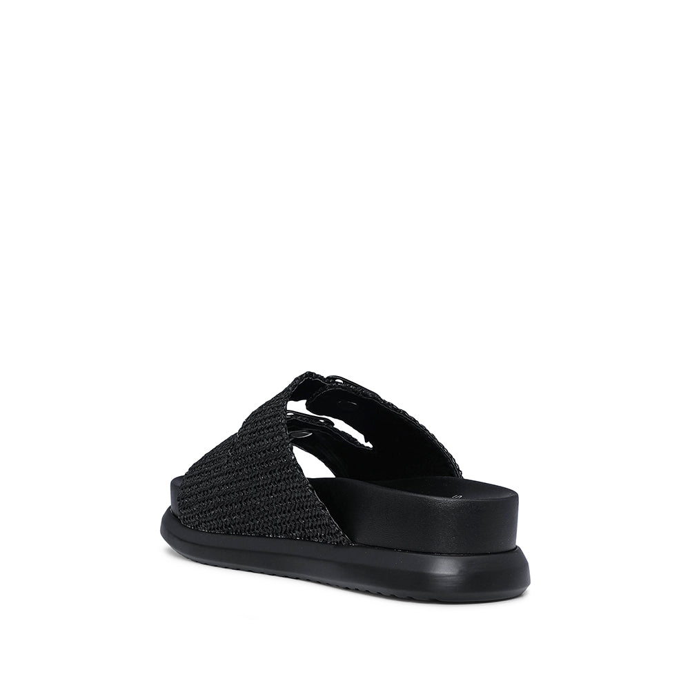 Chinelo Salto Raso Mulher Pele Sintética Preto