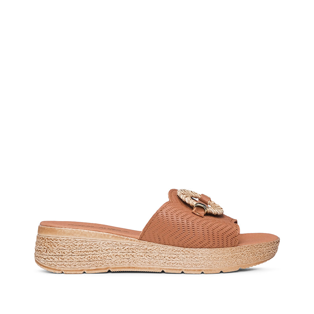 Chinelo Casual Mulher Gravado Camel
