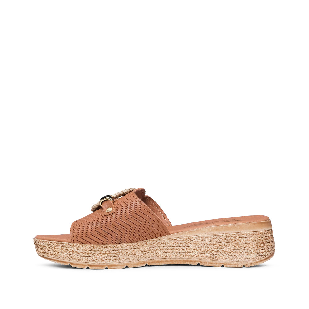 Chinelo Casual Mulher Gravado Camel