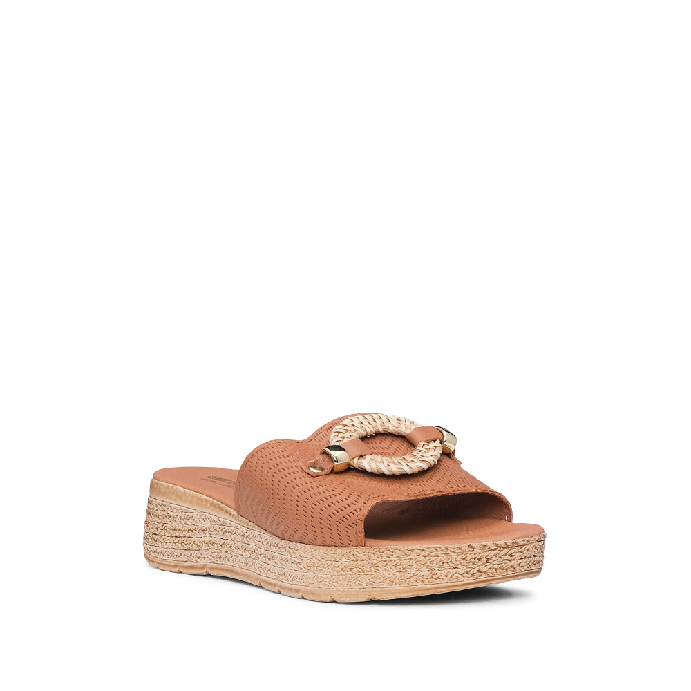 Chinelo Casual Mulher Gravado Camel