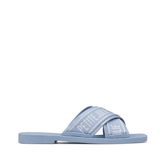 Chinelo Salto Raso Mulher Pele Sintética Jeans