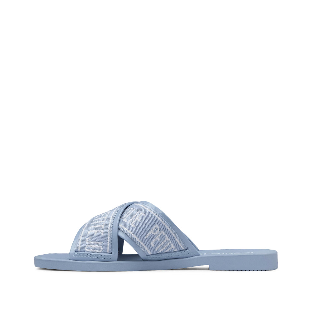 Chinelo Salto Raso Mulher Pele Sintética Jeans