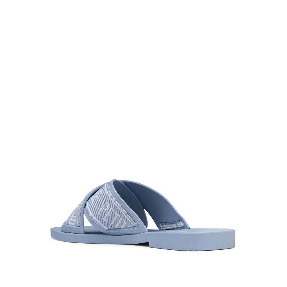 Chinelo Salto Raso Mulher Pele Sintética Jeans