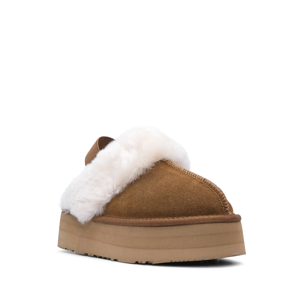 Pantufa Casual Mulher Camurça Camel