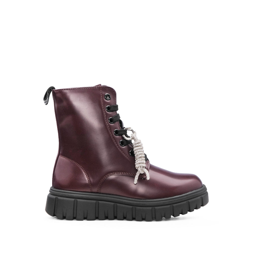 Bota Militar Criança Bordeaux