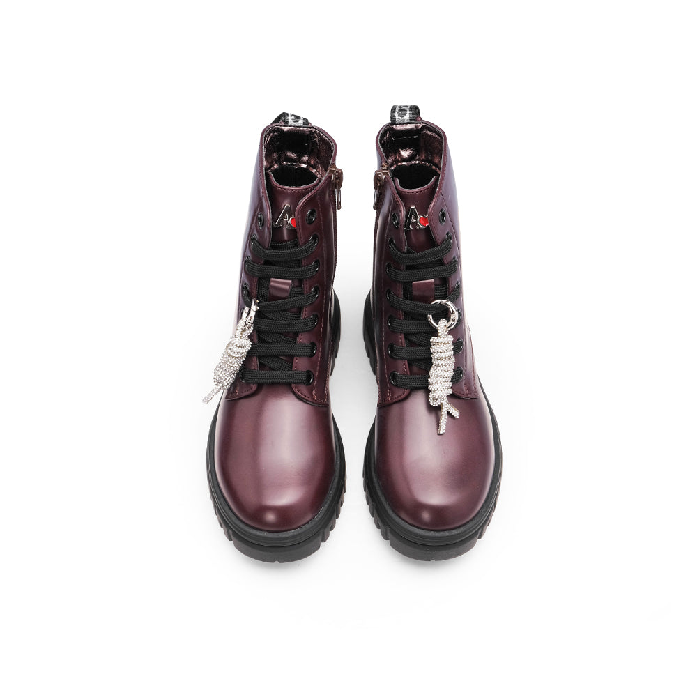 Bota Militar Criança Bordeaux
